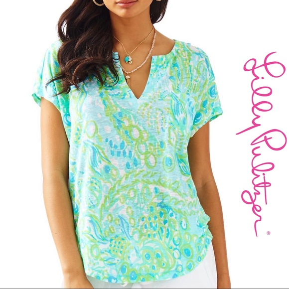 Lilly Pulitzer Tops - Lilly Pulitzer Duval Linen Top Any Fins Possible
